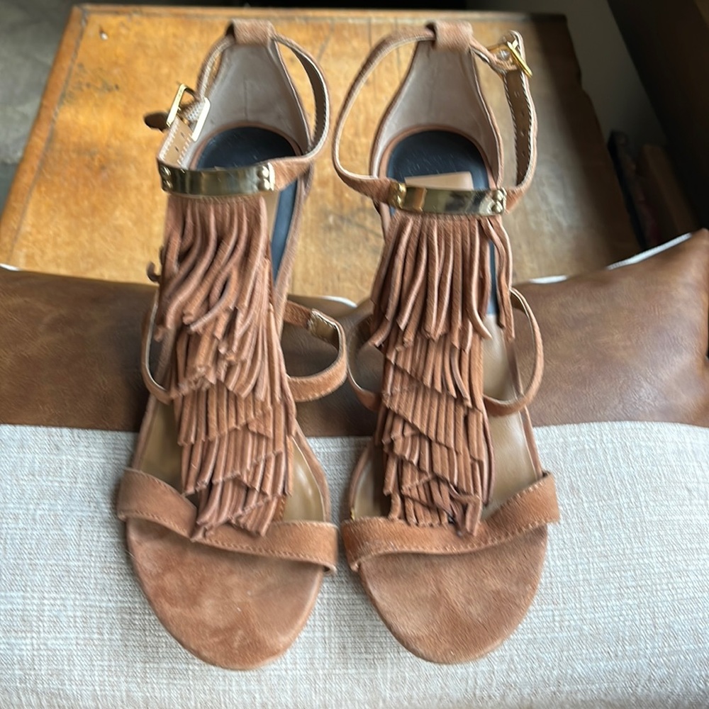 Dolce Vita Mystic Camel Suede fringed heels
